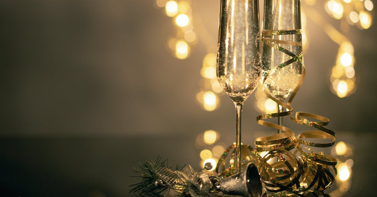 What's closed in Belgium on New Year's Eve/Day? [closed] - Close-Up Of Two Flute Glasses Filled With Sparkling Wine Wuth Ribbons And Christmas Decor