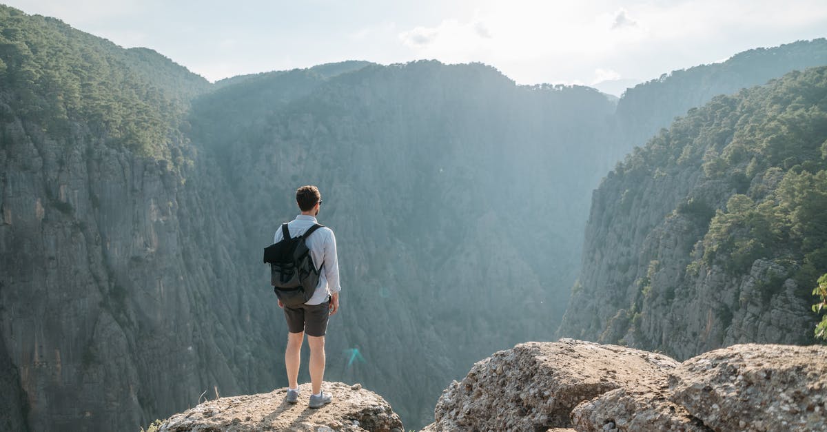 What challenge can I face staying in Talesh mountains in Iran? - Man with Backpack Standing on the Edge of the Cliff