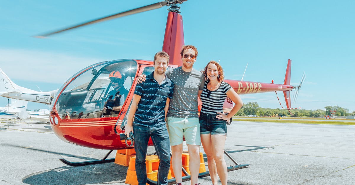 What do the Narita Airport body scanners detect? - Joyful friends bonding near modern helicopter