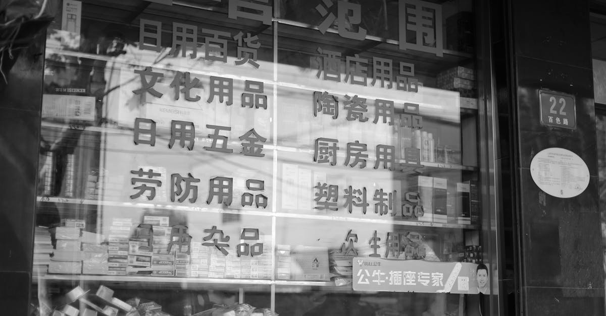 What does this Chinese character 天 mean on my visa? - Grayscale Photo of a Store Display Window