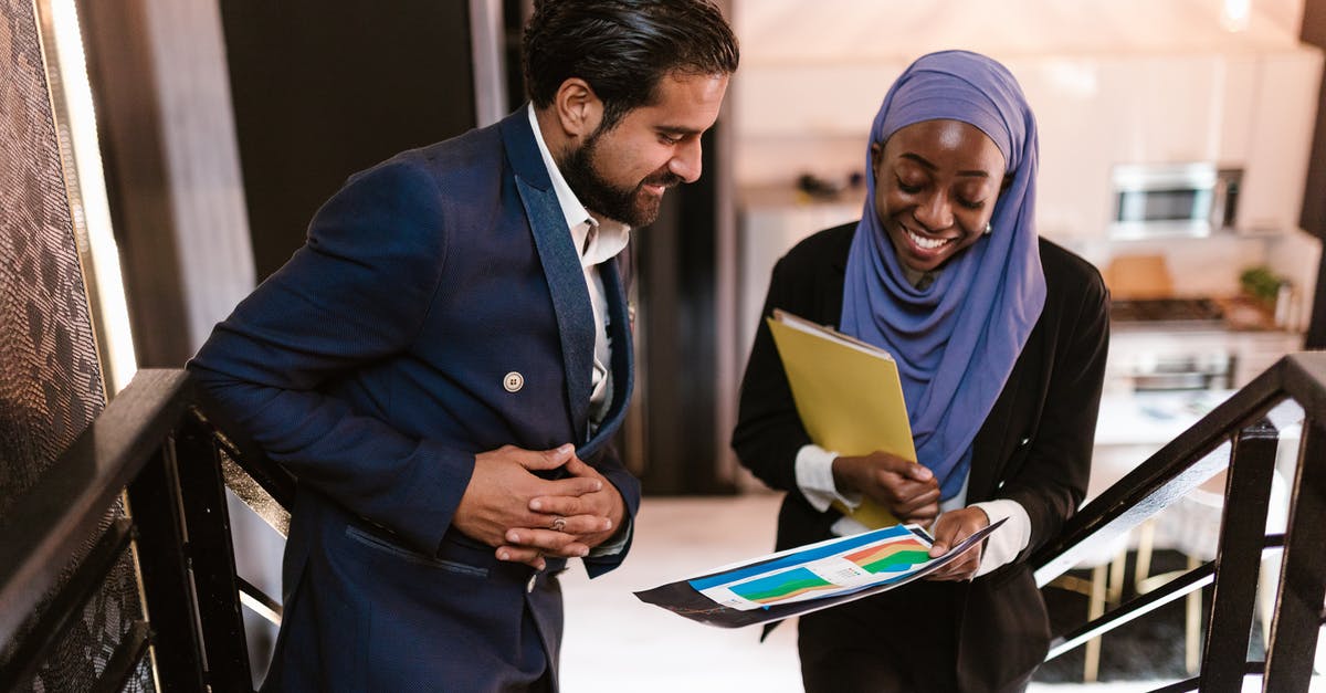 What is appropriate attire for women in Muslim countries? - A Woman Showing a Document to Man