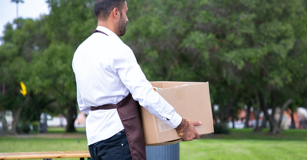 What is included in the VFS $75 walk in service? - Faceless waiter carrying carton box in park