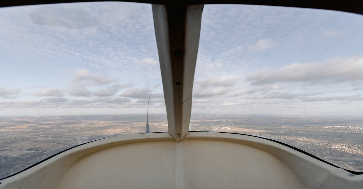 What is the limit of cabin baggage on Wizz Air flights? - View through windshield of aircraft cockpit soaring over vast plain land under cloudy sky