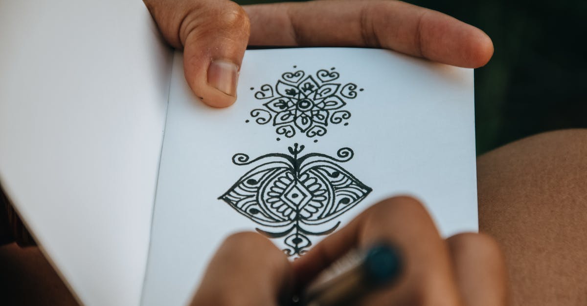 what is the meaning of this? [duplicate] - Crop anonymous talented person creating difficult mehendi sketch in album with white sheets