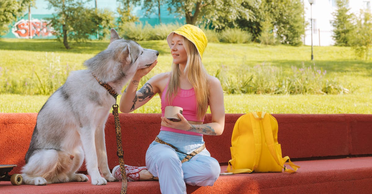 What makes a backpack a women's backpack? - Woman Wearing Yellow Bucket Hat Touching the Dog's Face 