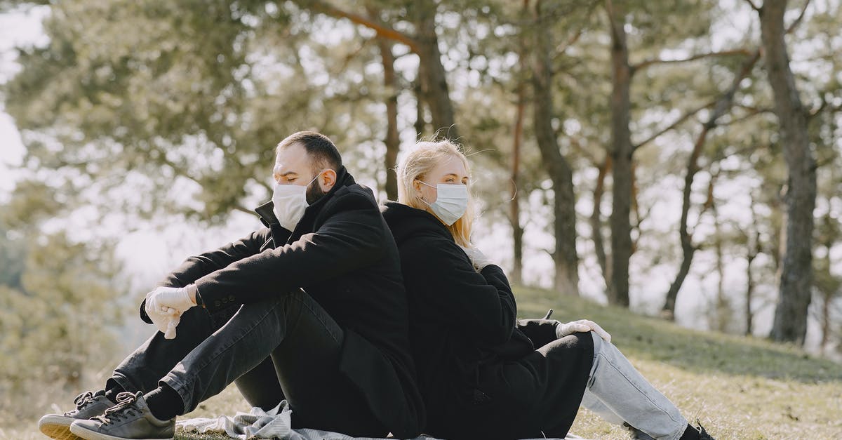 What self defense items are allowed in India? - Young couple with masks resting on lawn in park