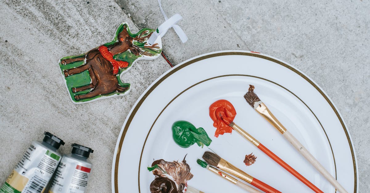 What to do in Grand Canyon during Christmas to New Year's? - Flat lay of Christmas deer near tubes placed near plate with brushes and mixture of colorful paints