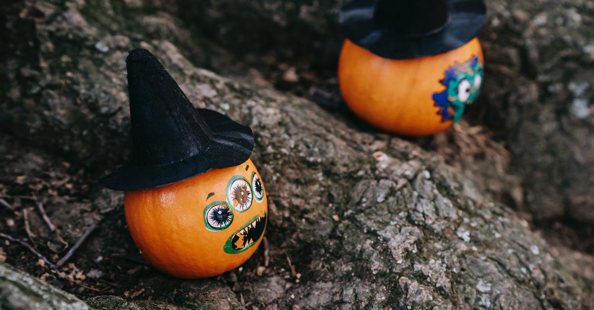 What to do with the small barcode stickers? - Funny Halloween pumpkins on tree roots