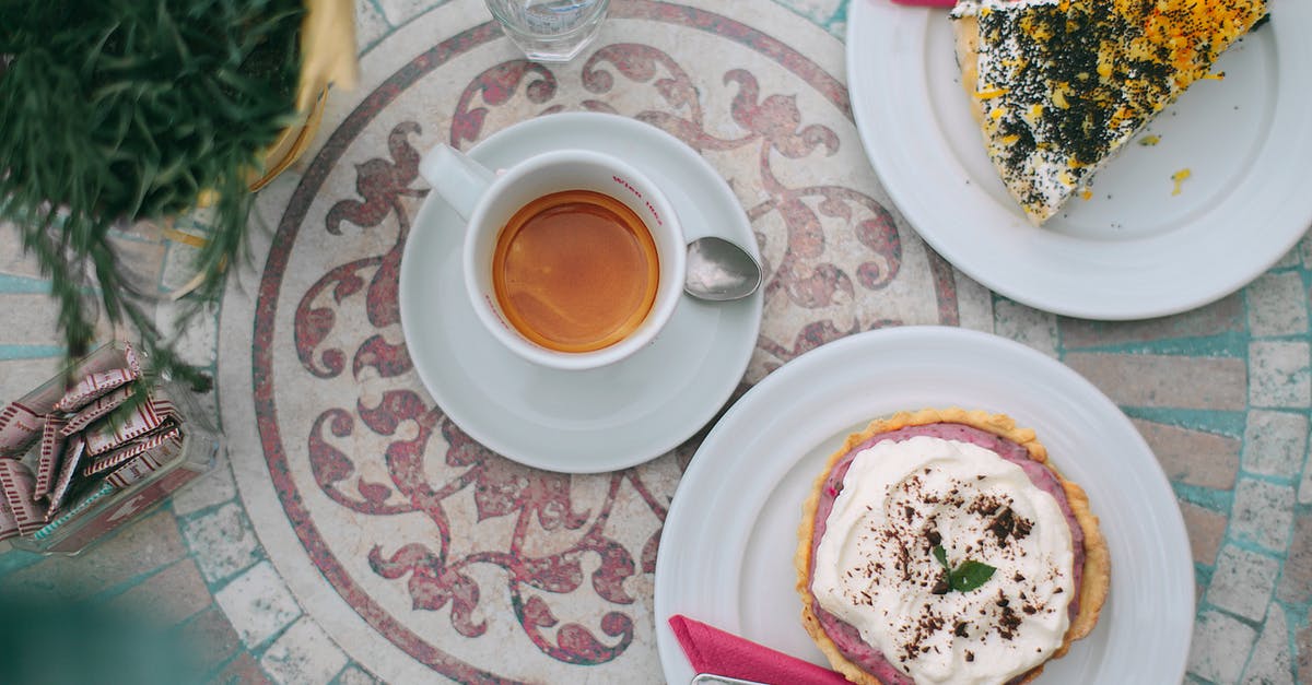 What to do with the water served with hot chocolate in Italy? - From above of tasty baked desserts near cup of aromatic espresso on stone table What to do with the water served with hot chocolate in Italy? - From above of tasty baked desserts near cup of aromatic espresso on stone table