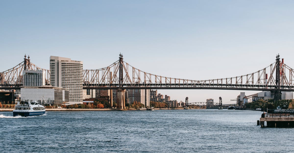 When does NYC East River Ferry depart 34th st - Famous cantilever Queensboro Bridge crossing East river placed in New York City under cloudless clue sky in daytime