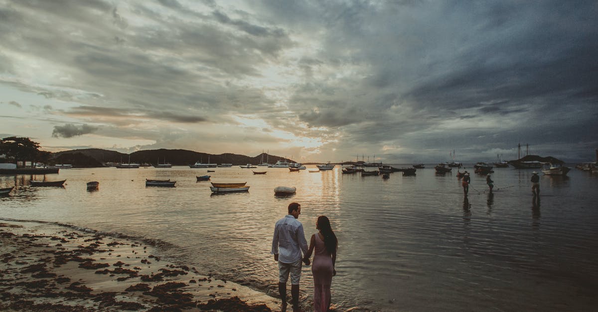 Where can I go by boat from Amsterdam? [closed] - Back view of unrecognizable travelers holding hand and enjoying picturesque sunset while relaxing on sandy sea beach during romantic date