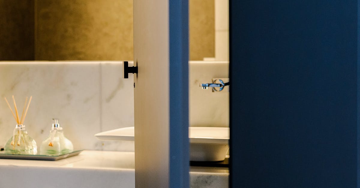 Where does the soap go once open? - Modern bathroom with marble wall and sink