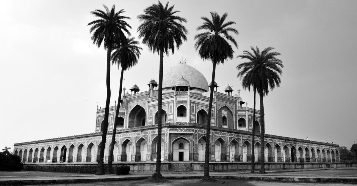 Where is this dome in Delhi? - Grayscale Photo of Humayun’s Tomb in New Delhi, India