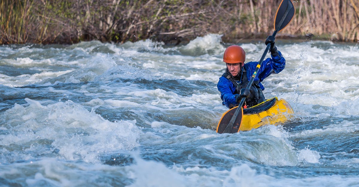 Which airlines are willing to take whitewater kayaks in luggage? - Photo of Man Paddling Kayak in Raging River