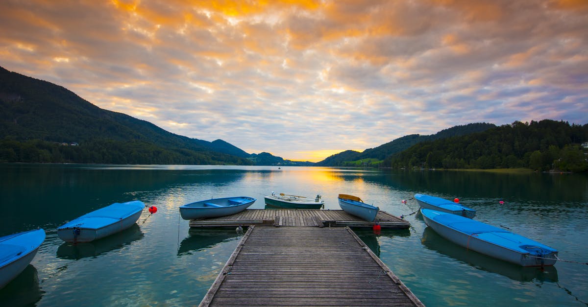 Which is the coldest lake in Austria during summer - Blue-and-white Boats Near Ocean Dock