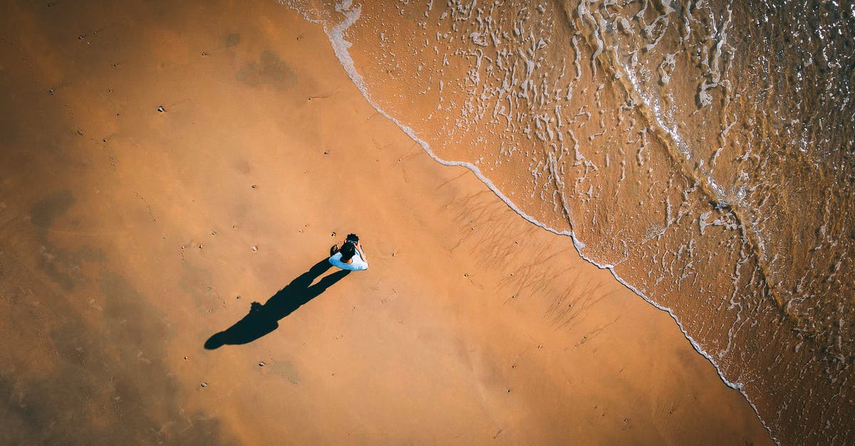 Which should be done first - visa or trip itinerary? [closed] - Aerial view of unrecognizable male tourist launching drone standing on sandy beach near wavy sea on sunny day