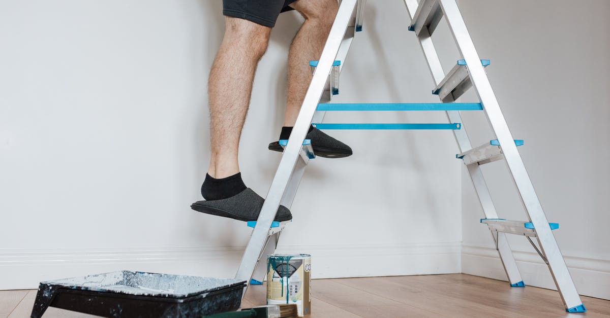 Why do Nepalese authorities care about Everest climb fairness? - Side view of crop unrecognizable painter in slippers standing on stepladder while renovating room with brush in soft daylight