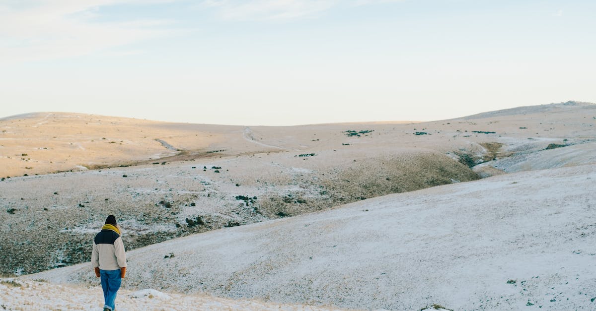 WildLife Tourist Destination in France - Full body back view of faceless female traveler in warm outerwear enjoying view of hills covered with snow while exploring nature