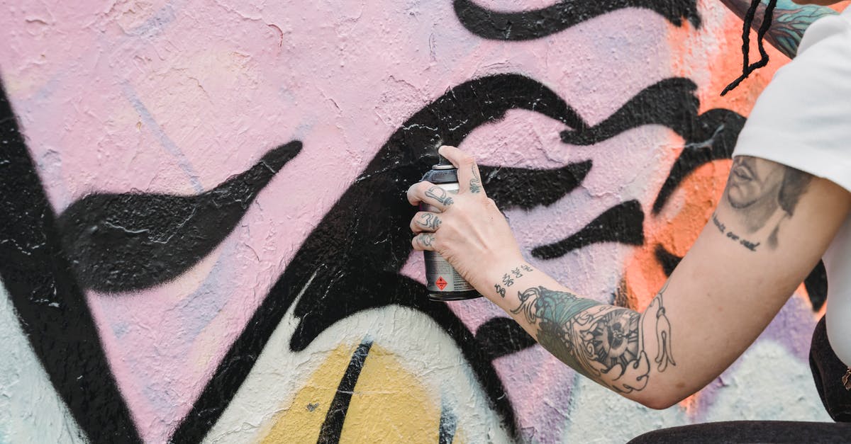 With a passport missing two pages can I still apply for visas? - Side view of crop unrecognizable female artist with tattoos spraying paint on colorful wall with black patterns on street in city With a passport missing two pages can I still apply for visas? - Side view of crop unrecognizable female artist with tattoos spraying paint on colorful wall with black patterns on street in city