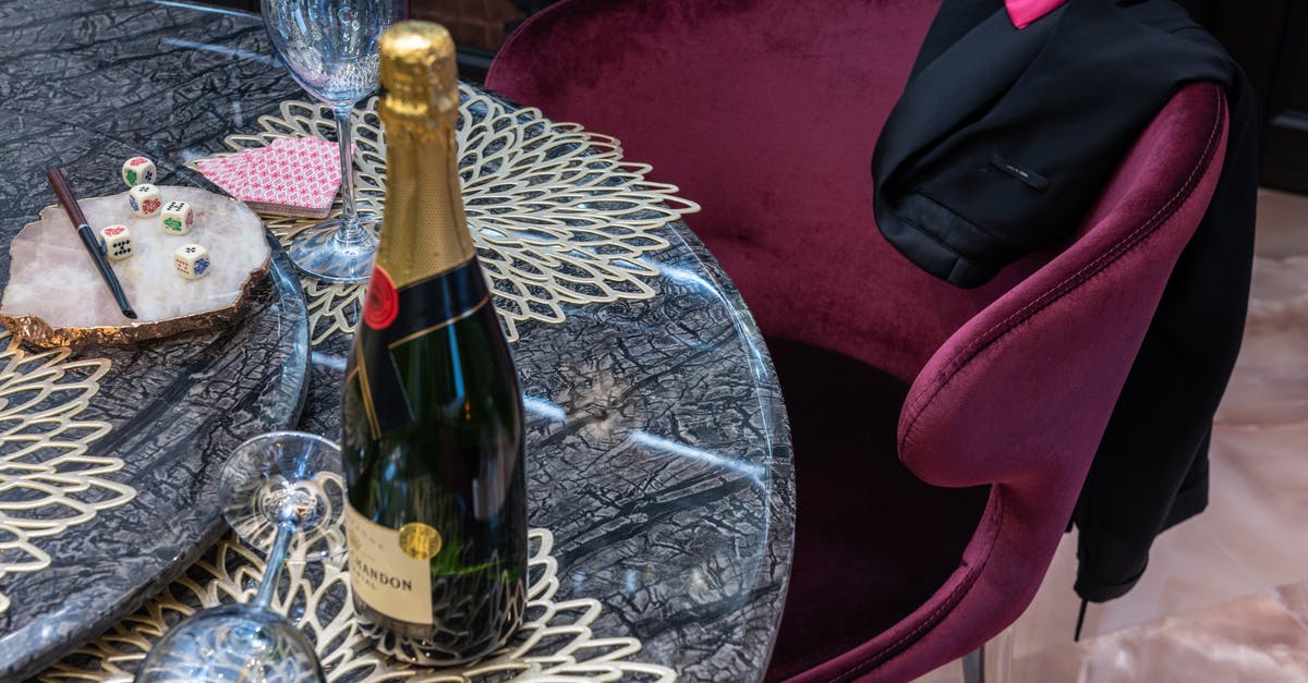 Wrong card holder entry - Bottle of champagne between glasses on table