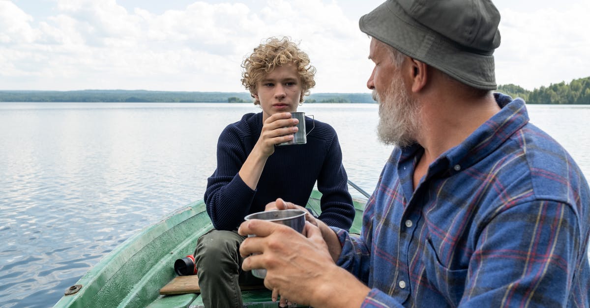 Zurich Lake boat ride - Grandfather and Grandson Having Tea on Boat Ride on Lake